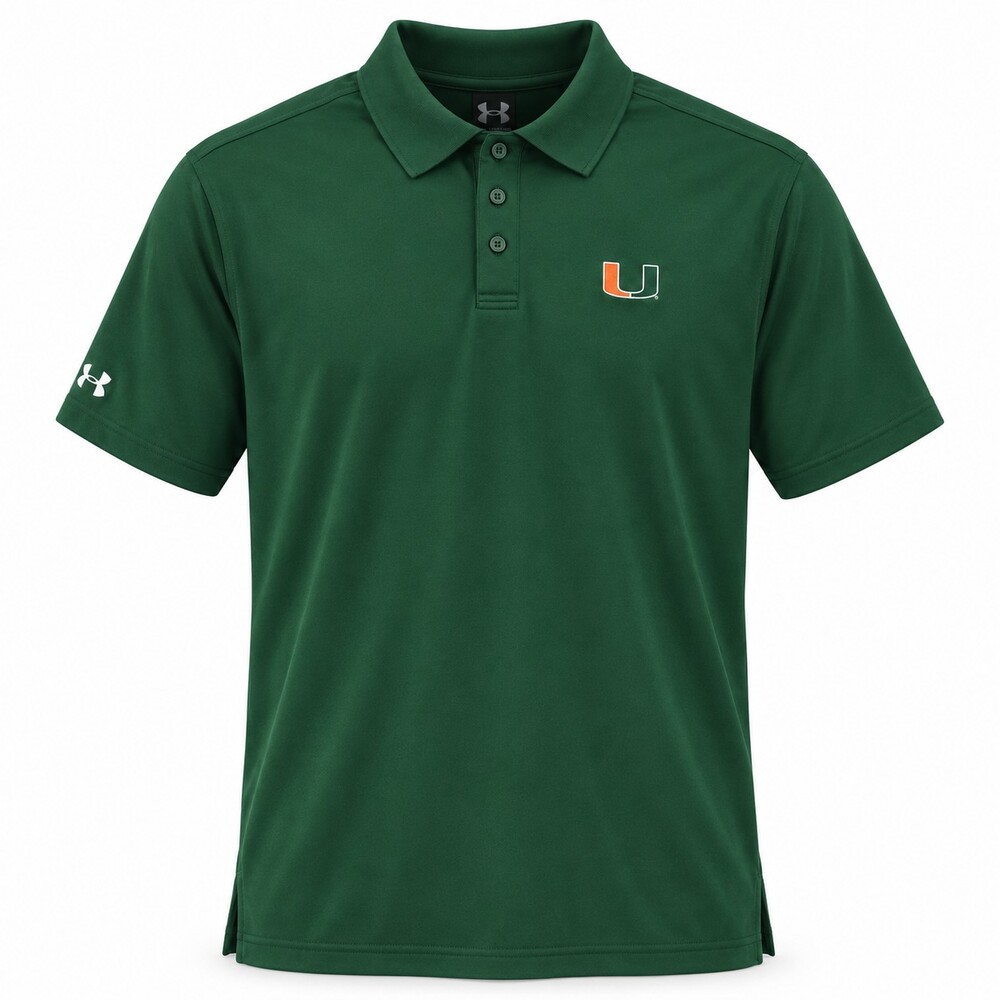 Under Armour Men's Miami Hurricanes Performance Polo Green 2XL